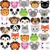30 Animal Emoji Fabric Wall Decals, Removable and Reusable - Wall Dressed Up