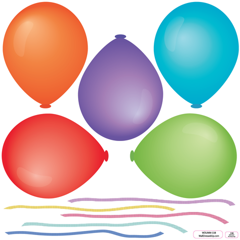 Happy Birthday Emojis Wall Decal 3D Balloon Sticker, 6-1/4-Inch 