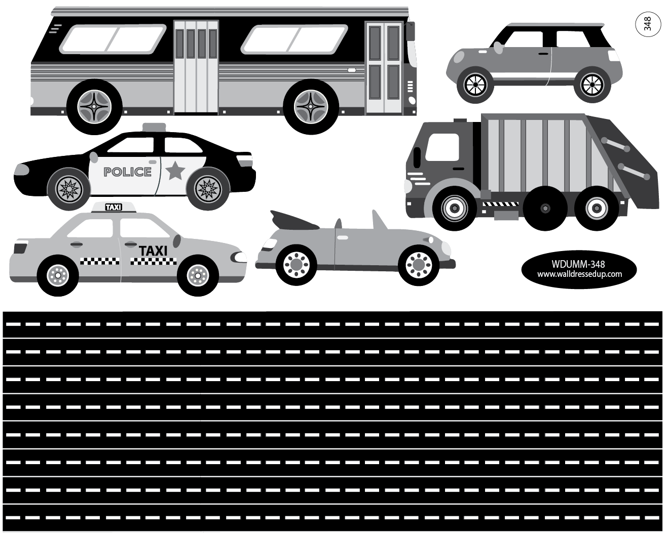 Cityscape Wall Decals, Black and White City Skyline Wall Decals with C