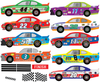 9 Race Car Wall Decals, Checkered Flags, Matte Removable Racing Decals - Wall Dressed Up