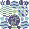 Patterned Dots Wall Decals, Purple, Aqua and Green Dot Wall Stickers, Removable - Wall Dressed Up