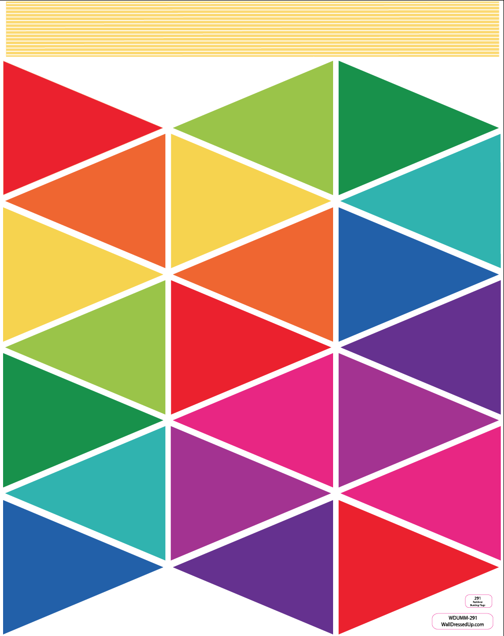 Rainbow Brights Fabric Bunting Flag Wall Decals, Eco-Friendly Reusable
