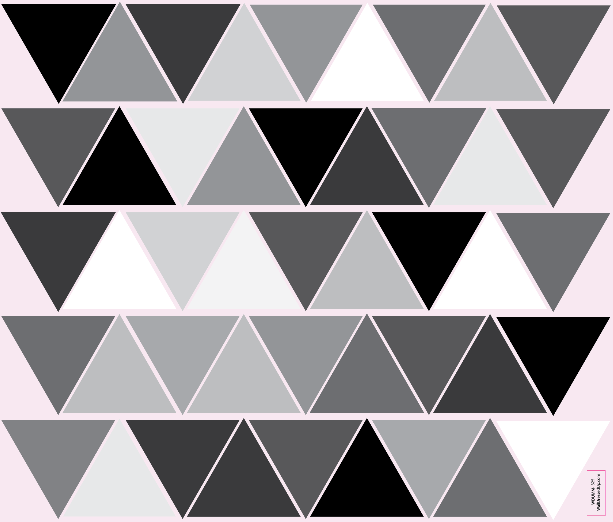 45 Mod Triangle Wall Decals in Gray, Black and White, Eco-Friendly Rep