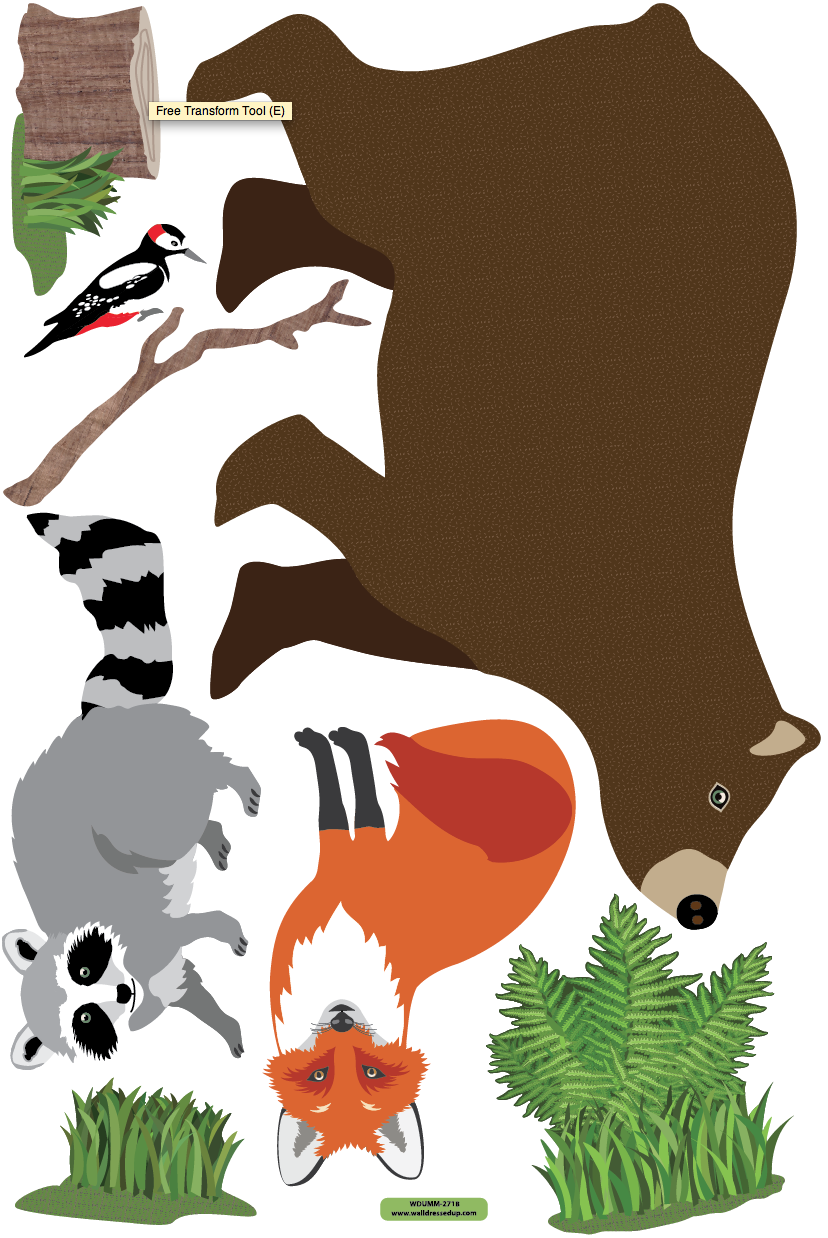 Large Woodland Animal Wall Decals, Eco-Friendly Peel and Stick Fabric