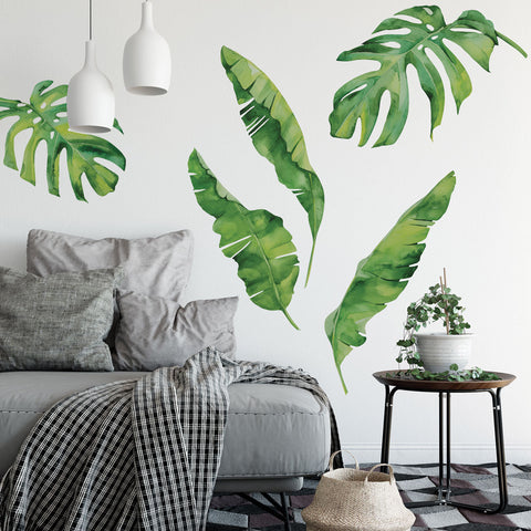monstera wall decals 5 Tropical Palm Leaves & Banana Leaves Wall Decals, Monstera Leaf Wall Stickers