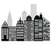 Large Cityscape Wall Decals, Black and White City Skyline Wall Decals, Cityscape Wall Stickers - Wall Dressed Up
