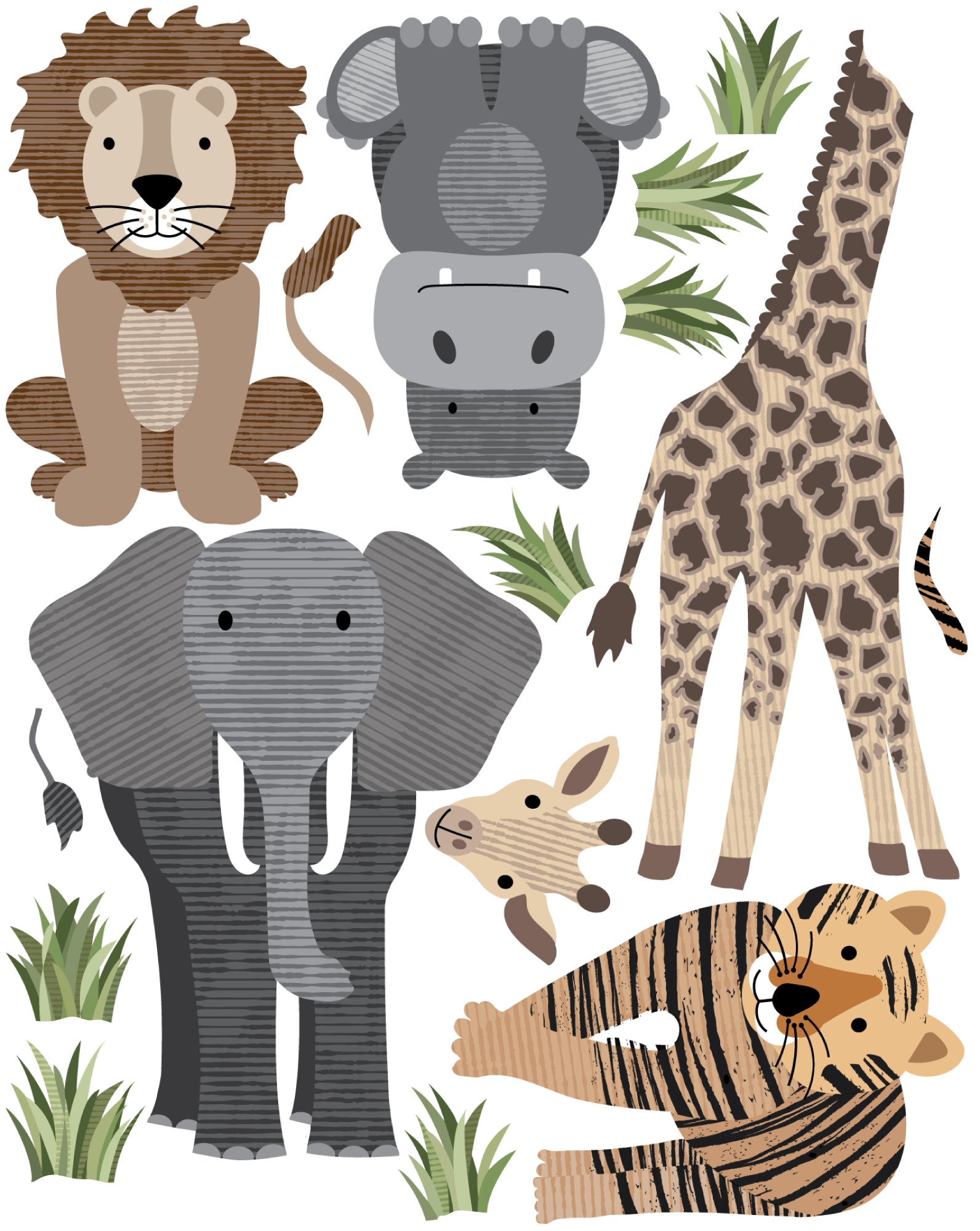 Safari Animal Wall Decals, Nursery Wall Decals, Eco Friendly Jungle