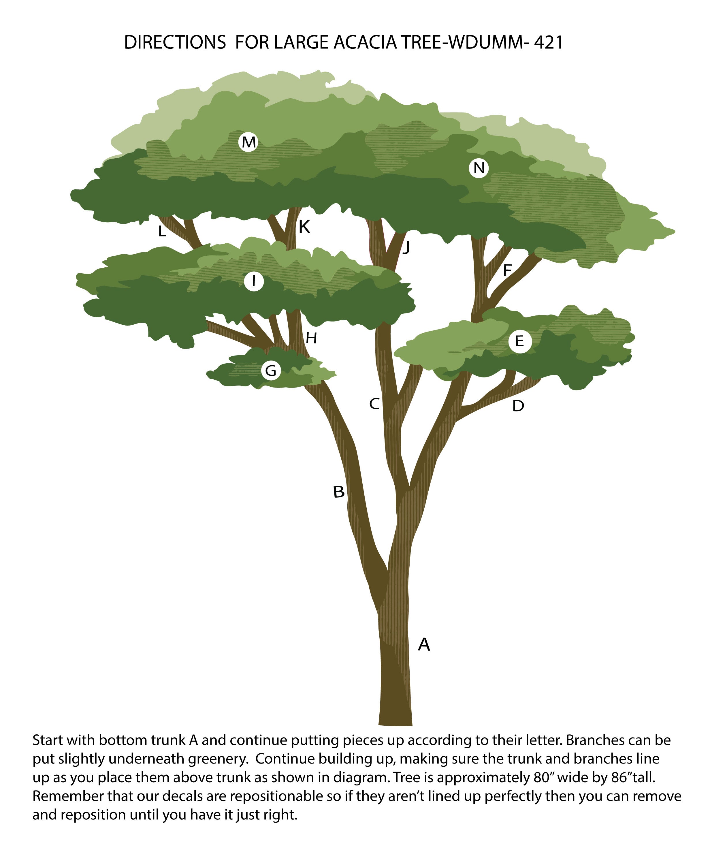 Large Acacia Tree Wall Decal, Safari Nursery Wall Decals, Repositionable