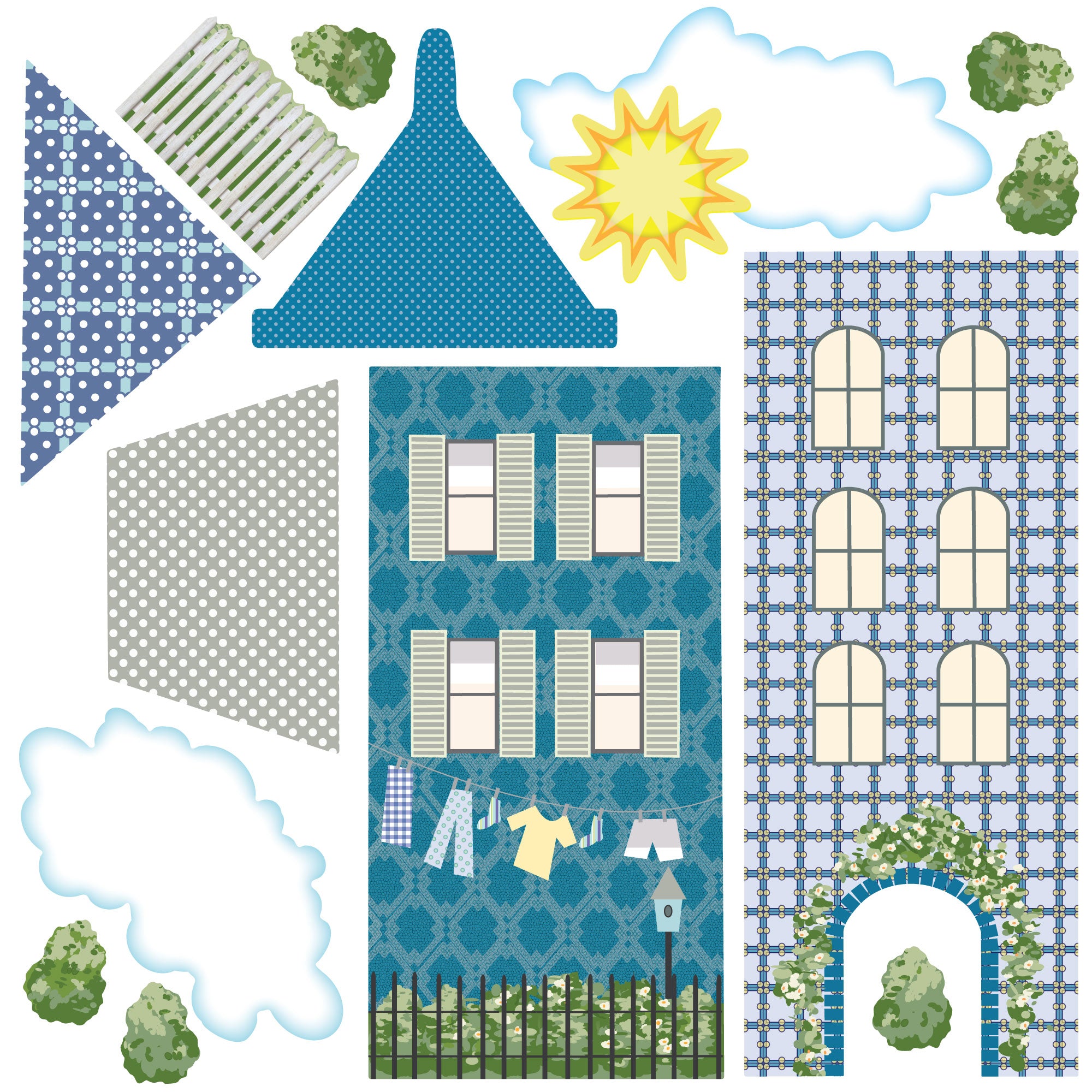 Large Town Wall Stickers and Adventure Car Wall Decals with 2 sheets S