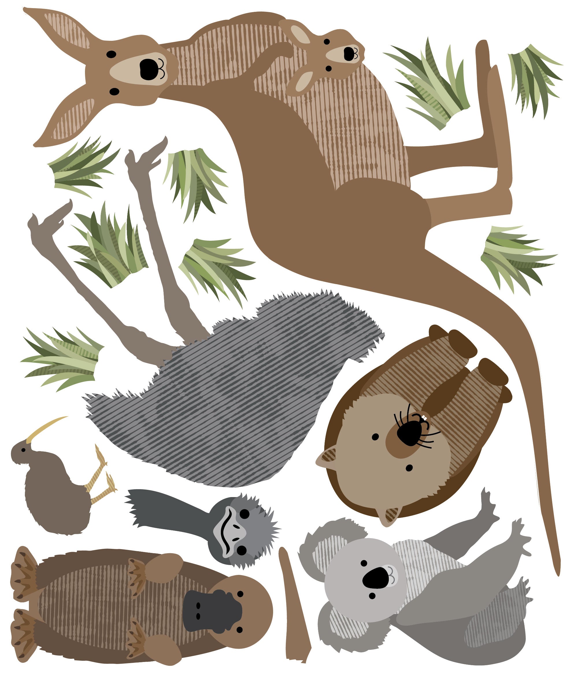 Large Safari Animals and Monkey Wall Decals, Jungle Animal Wall Sticke