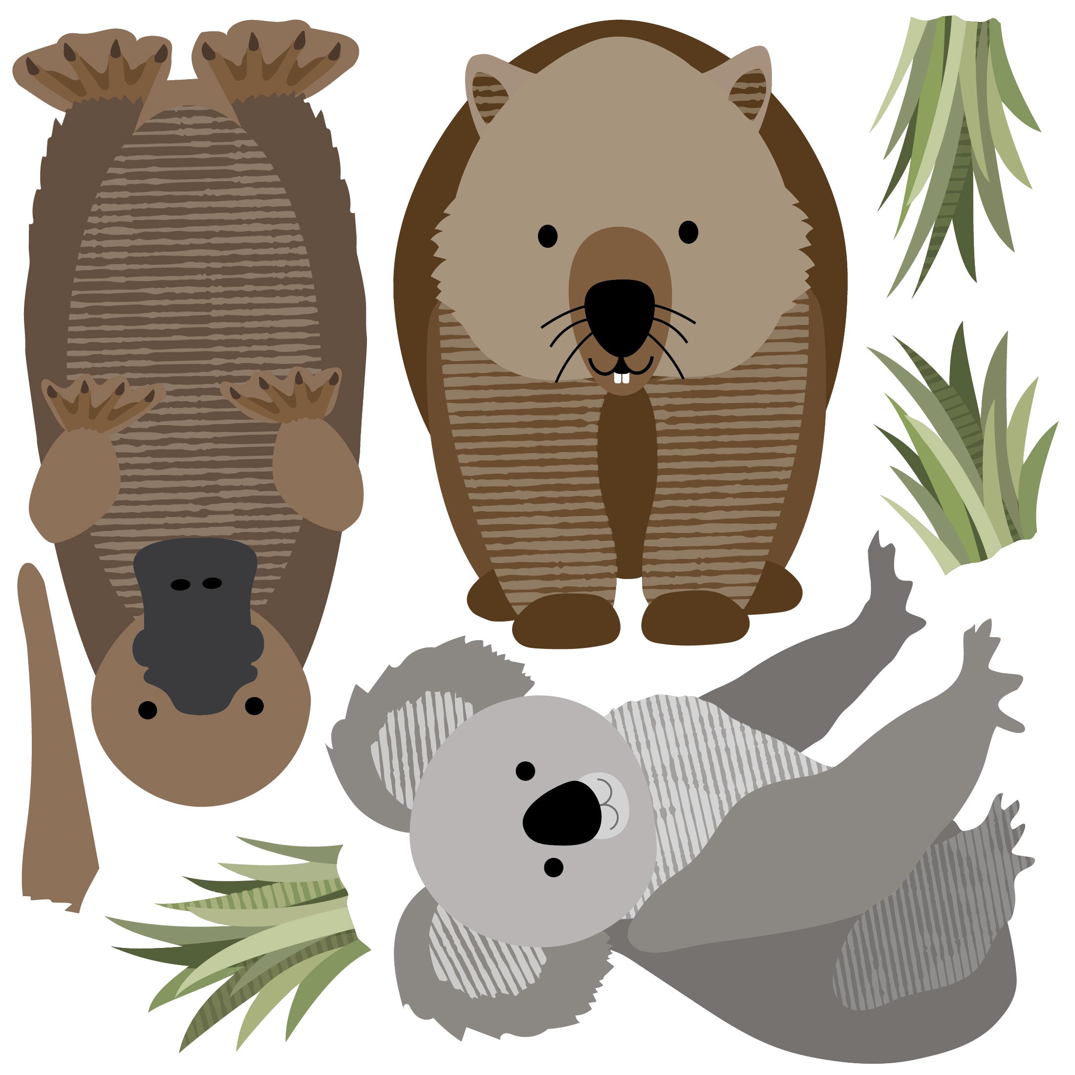 Australian Animal Wall Decals, Kangaroo Wall Decal, Koala Wall Decal