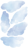 Large Blue Watercolor Cloud Wall Decals, Clouds Wall Stickers, Nursery Wall Decals