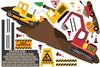 Multicolor Construction Site Decals plus 4 Construction Truck Wall Decals with Road  Wall Dressed Up