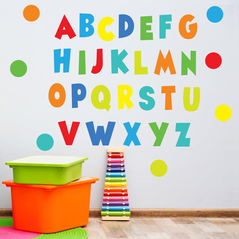Rainbow Brights Alphabet Wall Decals, ABC's, Eco Friendly Nursery Decor, ABC Wall Stickers, Kids Room Wall Decals - Wall Dressed Up