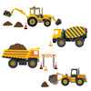 Four Construction Vehicle Wall Decals, Eco-Friendly Fabric Wall Stickers - Wall Dressed Up