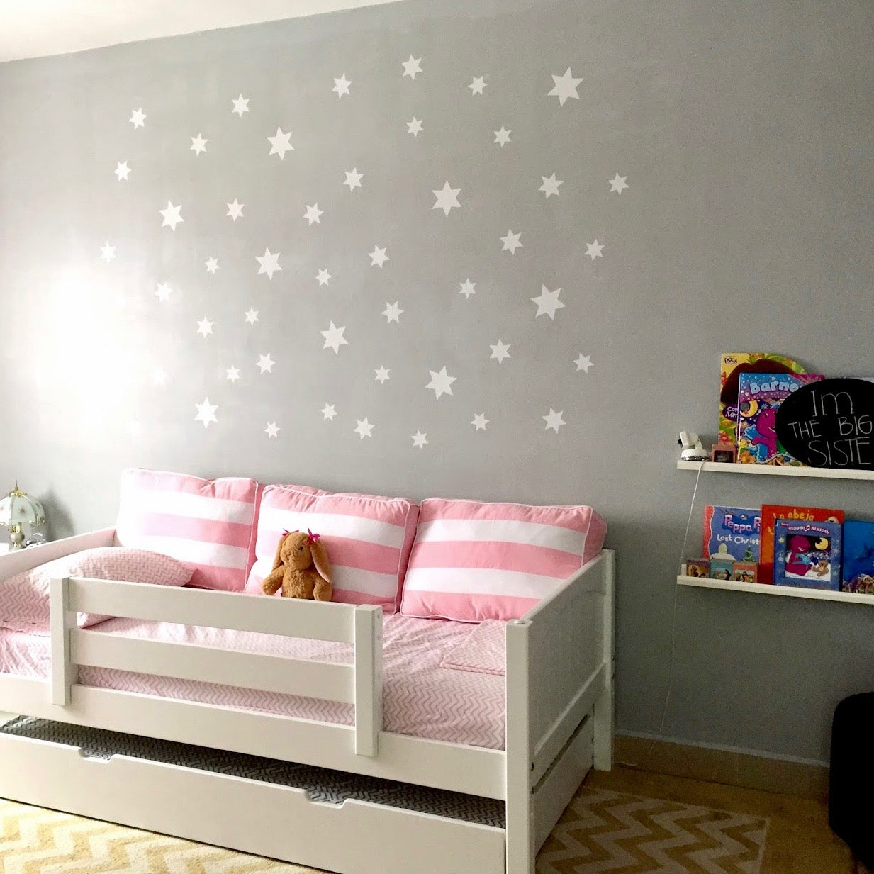 49 White Star Wall Decals Repsitional Matte Fabric Wall Stickers