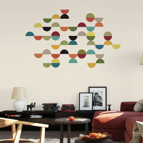 Mid Century Modern Semi Circle Wall Decals, Reusable Geometric Wall Stickers - Wall Dressed Up
