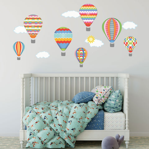 Hot Air Balloons & Cloud Wall Decals, Nursery Wall Decals, Balloon Wall Stickers, Col 4 - Wall Dressed Up