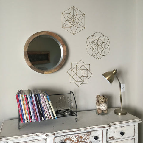 Sacred Geometry 3 Vinyl Wall Decals in Metallic Gold, Silver and other colors - Wall Dressed Up