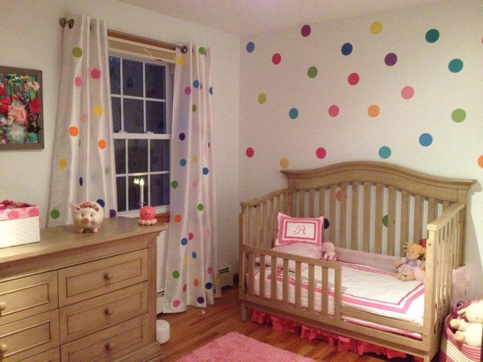 36 Rainbow Colors Polka Dot Wall Decals, Eco Friendly Dot Wall Stickers