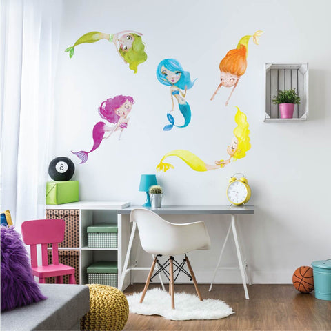 Playful Water Mermaids Fabric Wall Decals - Wall Dressed Up