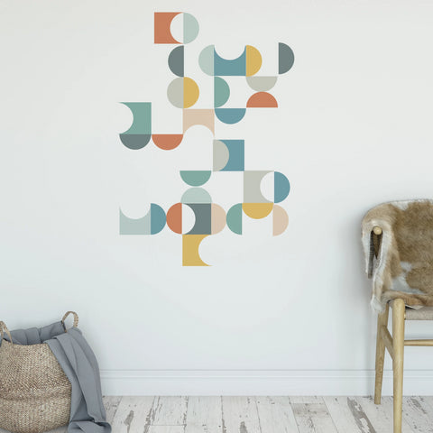 Geometric Multicolor Mid Century Modern Wall Decals, Removable Wall Stickers - Wall Dressed Up