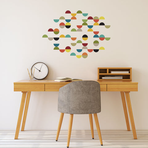 Mid Century Modern Smaller Size Semi Circle Wall Decals, Geometric Wall Stickers - Wall Dressed Up