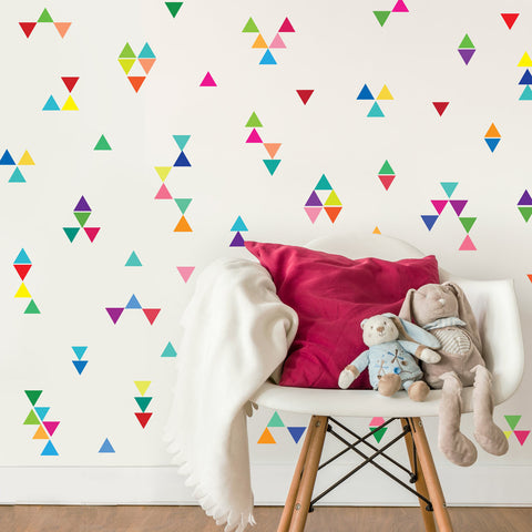 96 Mini Rainbow Triangle Wall Decals, Eco-Friendly Fabric Wall Stickers - Wall Dressed Up