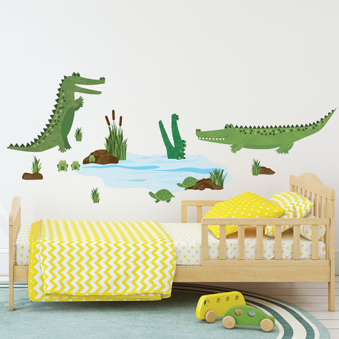 Crocodile Wall Decals, Turtle Wall Decals, Frog Wall Decals, Pond Animal Wall Decals, Eco Friendly Kids Wall Stickers