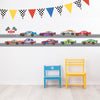 Race Car Wall Decals Straight Track 14ft, Checkered Racing Pennant Decals - Wall Dressed Up