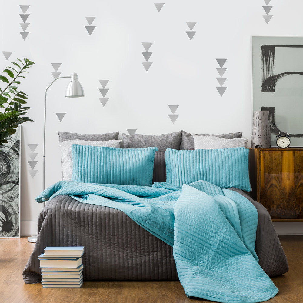 36 Large Gold or Silver Metallic Triangle Wall Decals, Geometric Wall